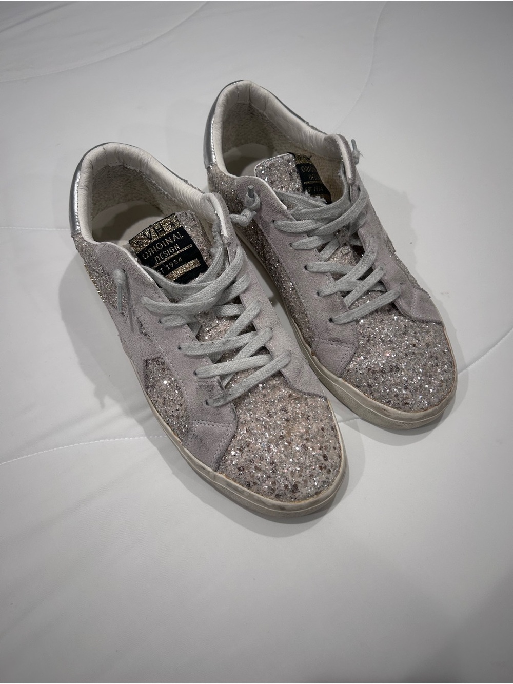 Vintage Havana Glitter Low-Top Sneakers - Silver Sparkle